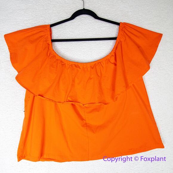 New! Eloquii‎ off the shoulder ruffle crop top, women plus size 26 - Picture 9 of 13